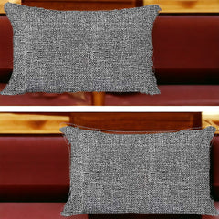 Set Of Two 20" X 12" Grey And Black Polyester Geometric Zippered Pillow