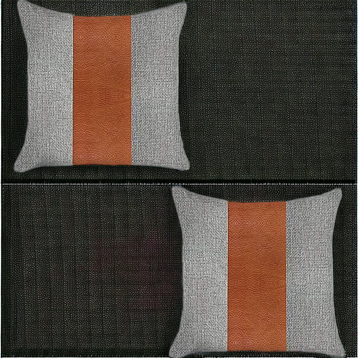 Set Of Two 18" X 18" Grey And Brown Polyester Geometric Zippered Pillow