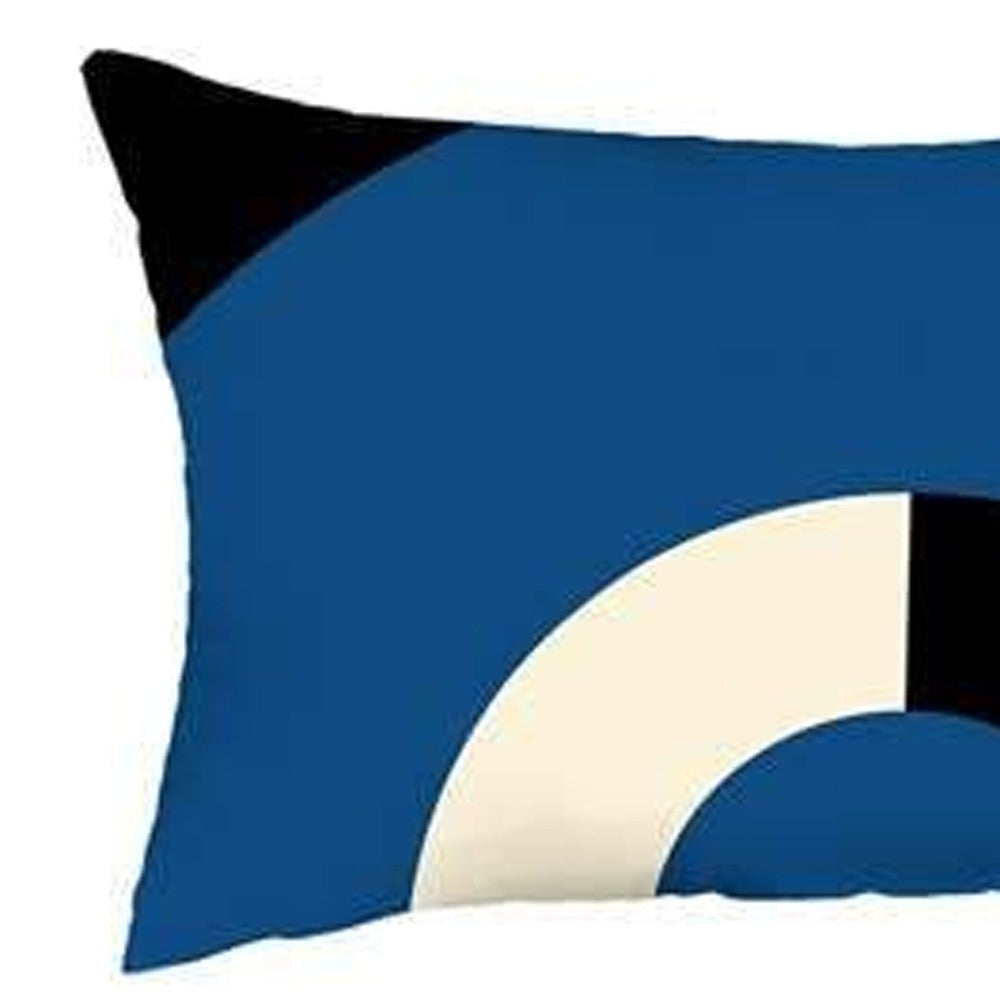 Set Of Four 20" X 12" Blue White Black And Gray Polyester Abstract Zippered Pillow