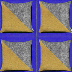 Set Of Four 18" X 18" Grey And Yellow Polyester Geometric Zippered Pillow