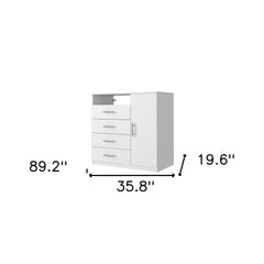 36" White Four Drawer Combo Dresser