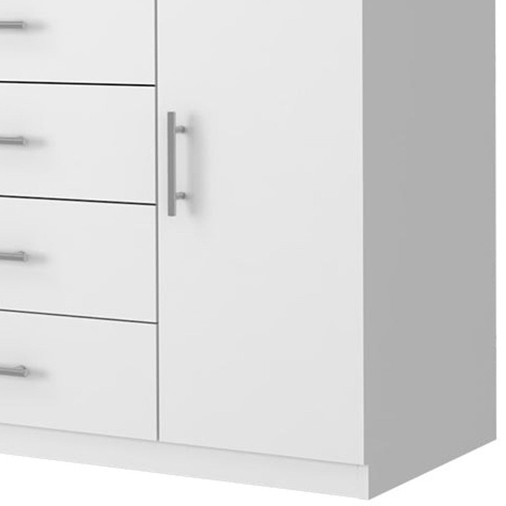 36" White Four Drawer Combo Dresser