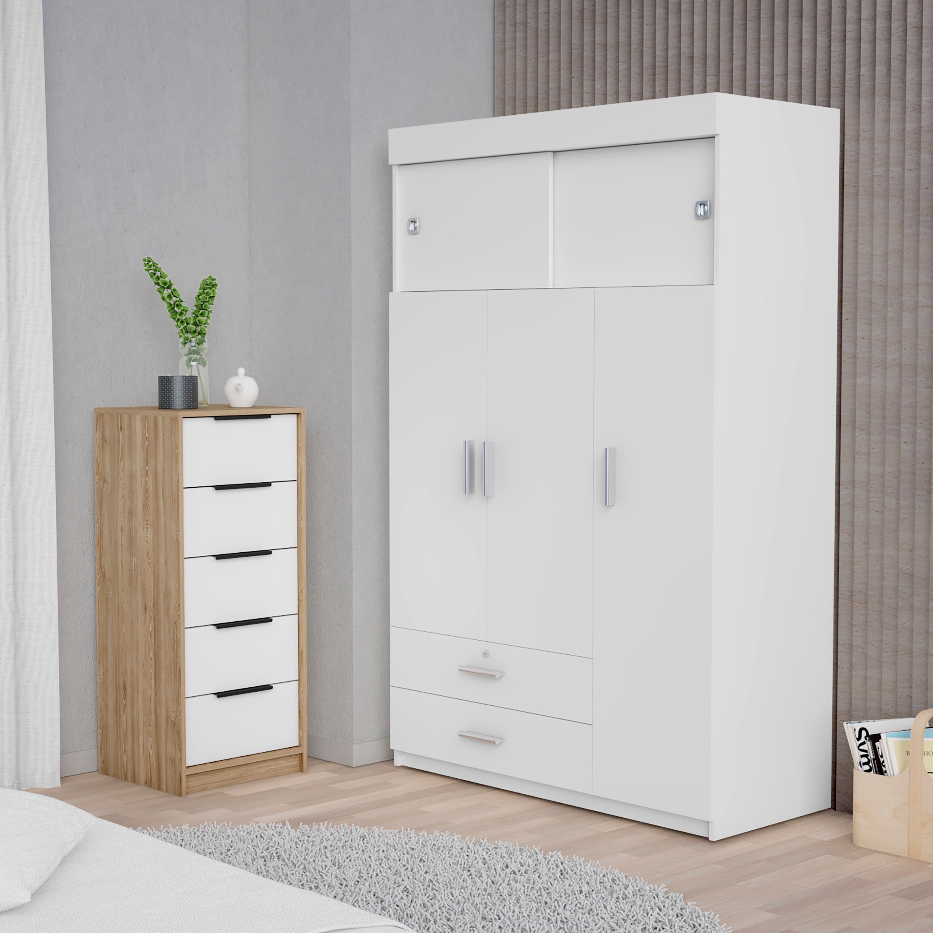 47" White Two Drawer Combo Dresser