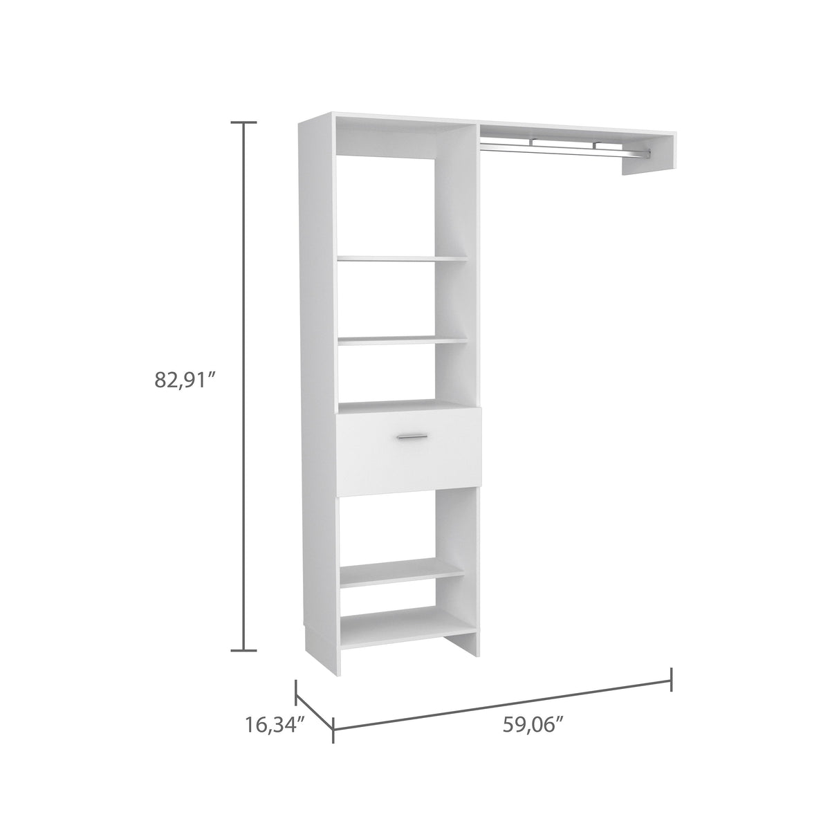 59" White Drawer Combo Dresser