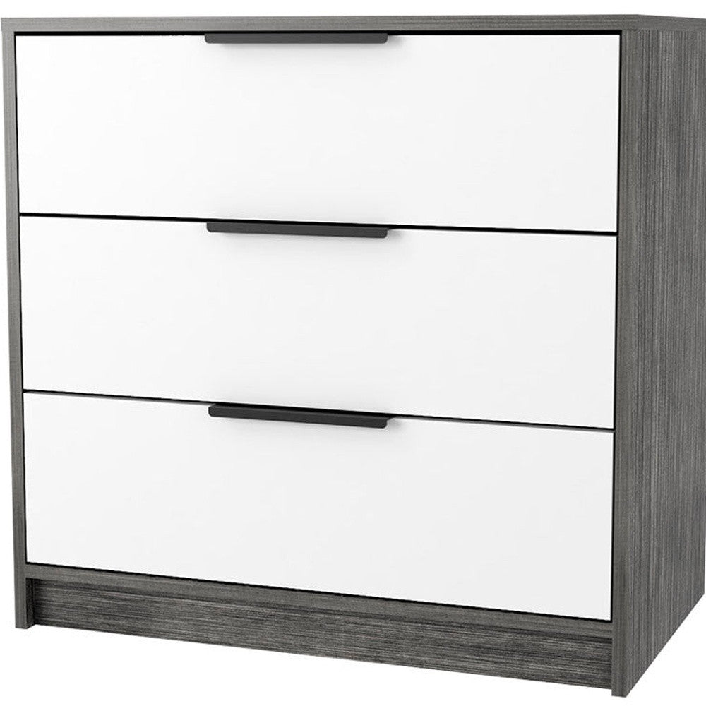 28" White and Gray Three Drawer Dresser