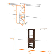 118" Dark Brown Three Drawer Combo Dresser