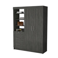 59" Gray Three Drawer Combo Dresser