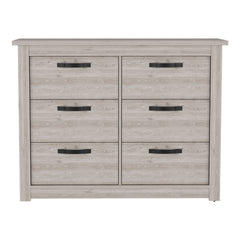 47" Oak Six Drawer Dresser