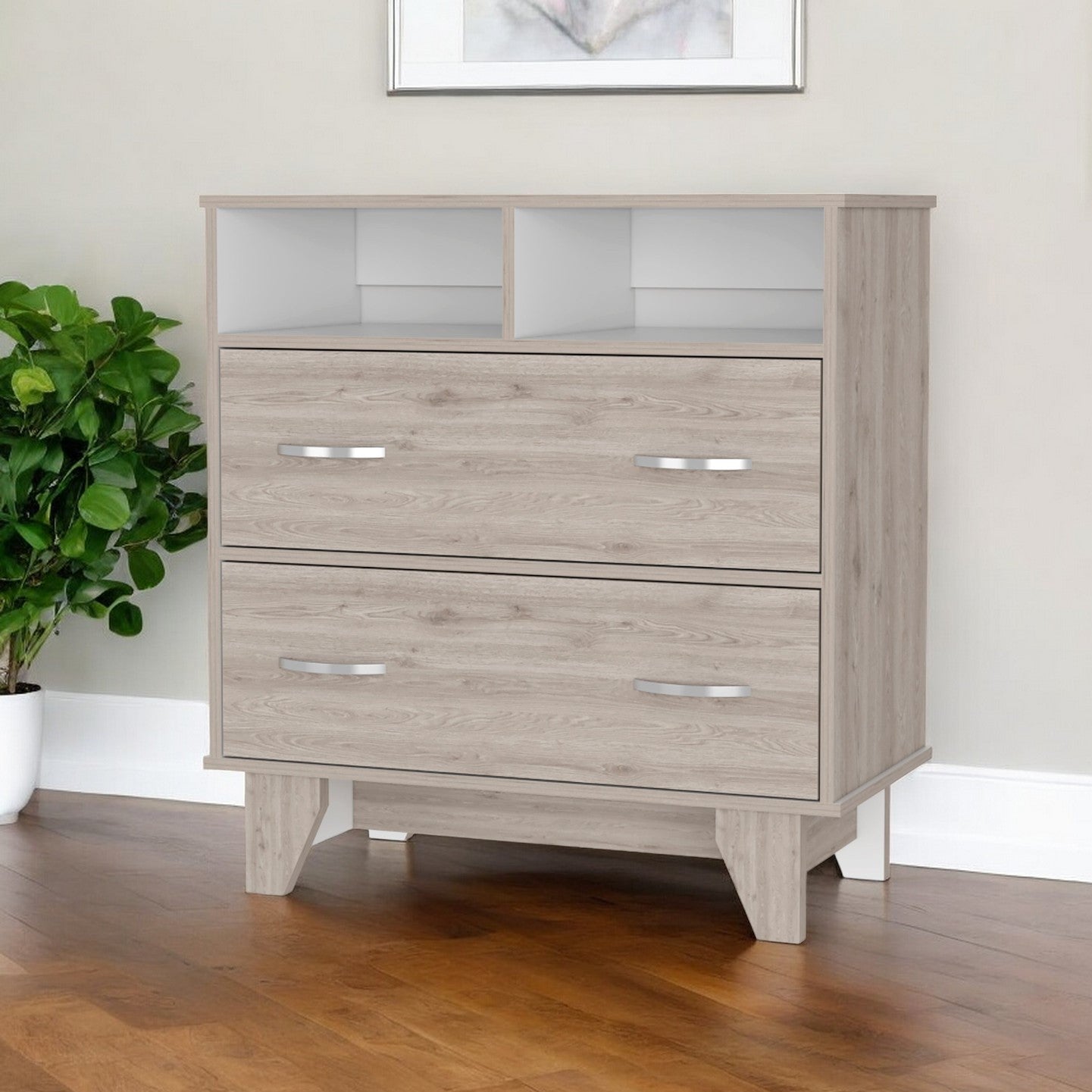 32" Oak Two Drawer Dresser