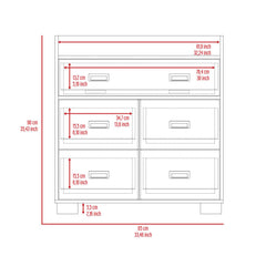 33" White Five Drawer Dresser