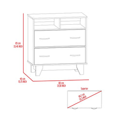 32" White Two Drawer Dresser