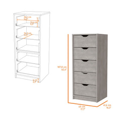 18" Oak Five Drawer Standard Chest