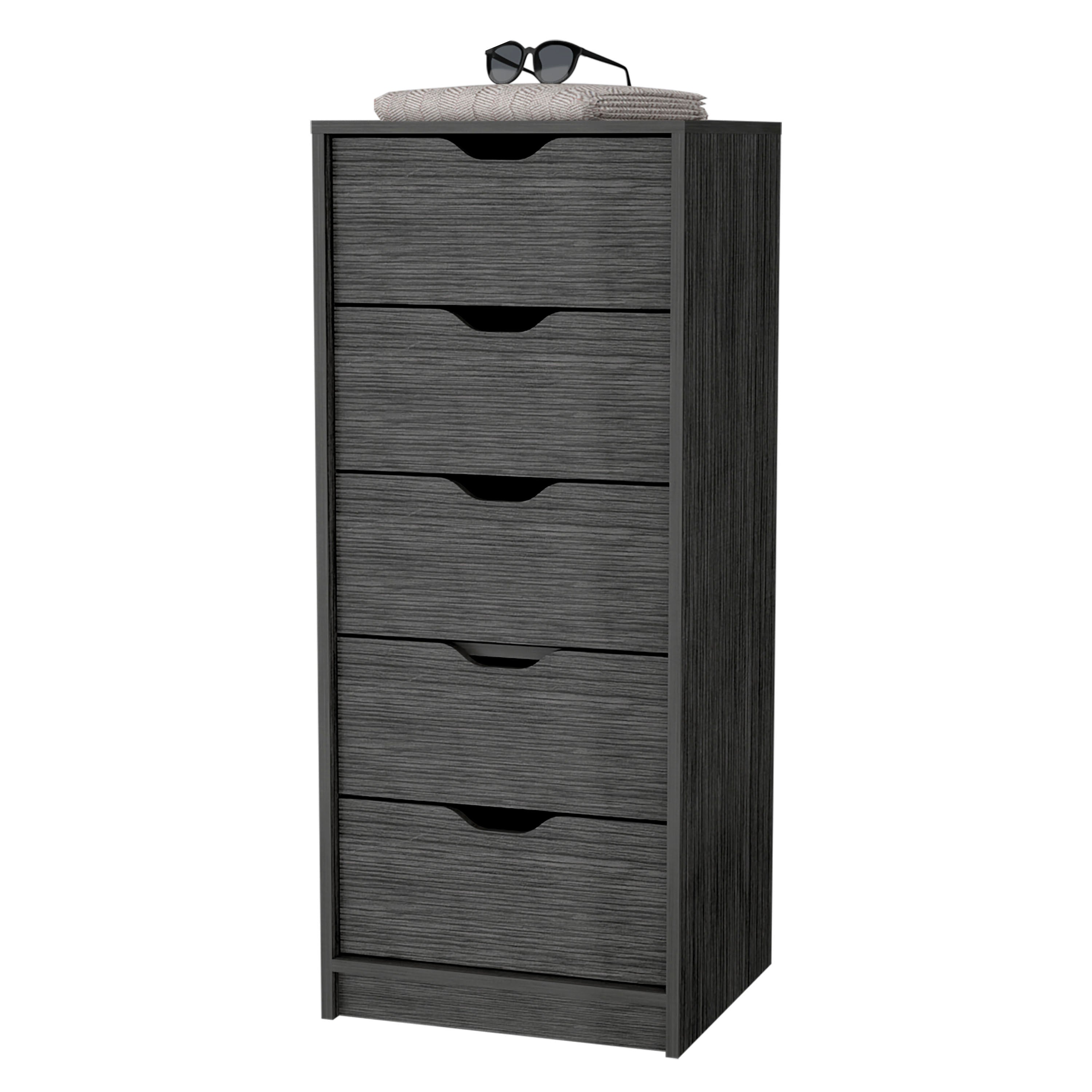 18" Gray Five Drawer Standard Chest