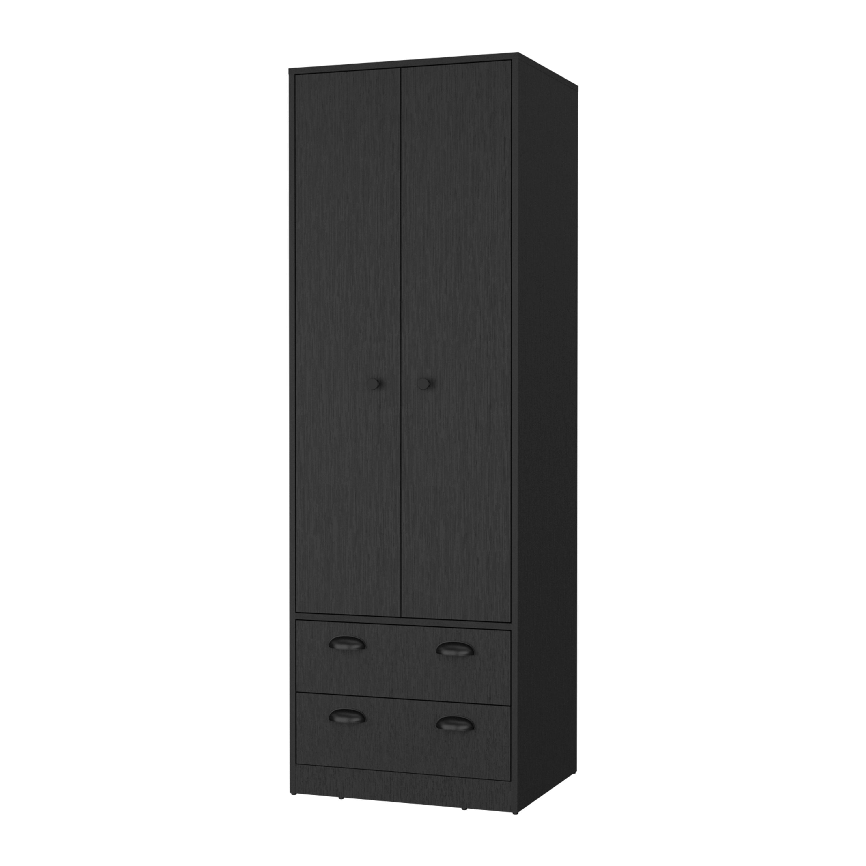 23" Black Two Drawer Combo Dresser