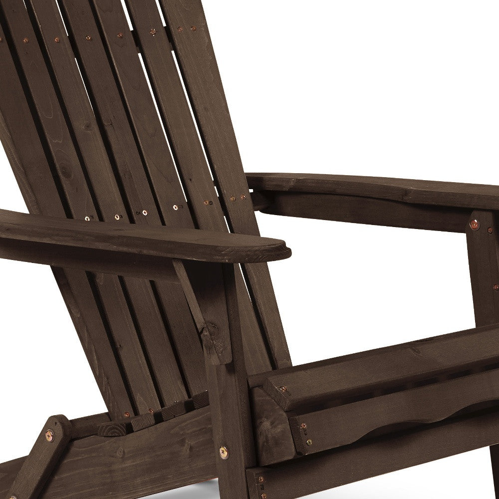 32" Dark Brown and Dark Brown Wood Solid Wood Indoor Outdoor Adirondack Chair