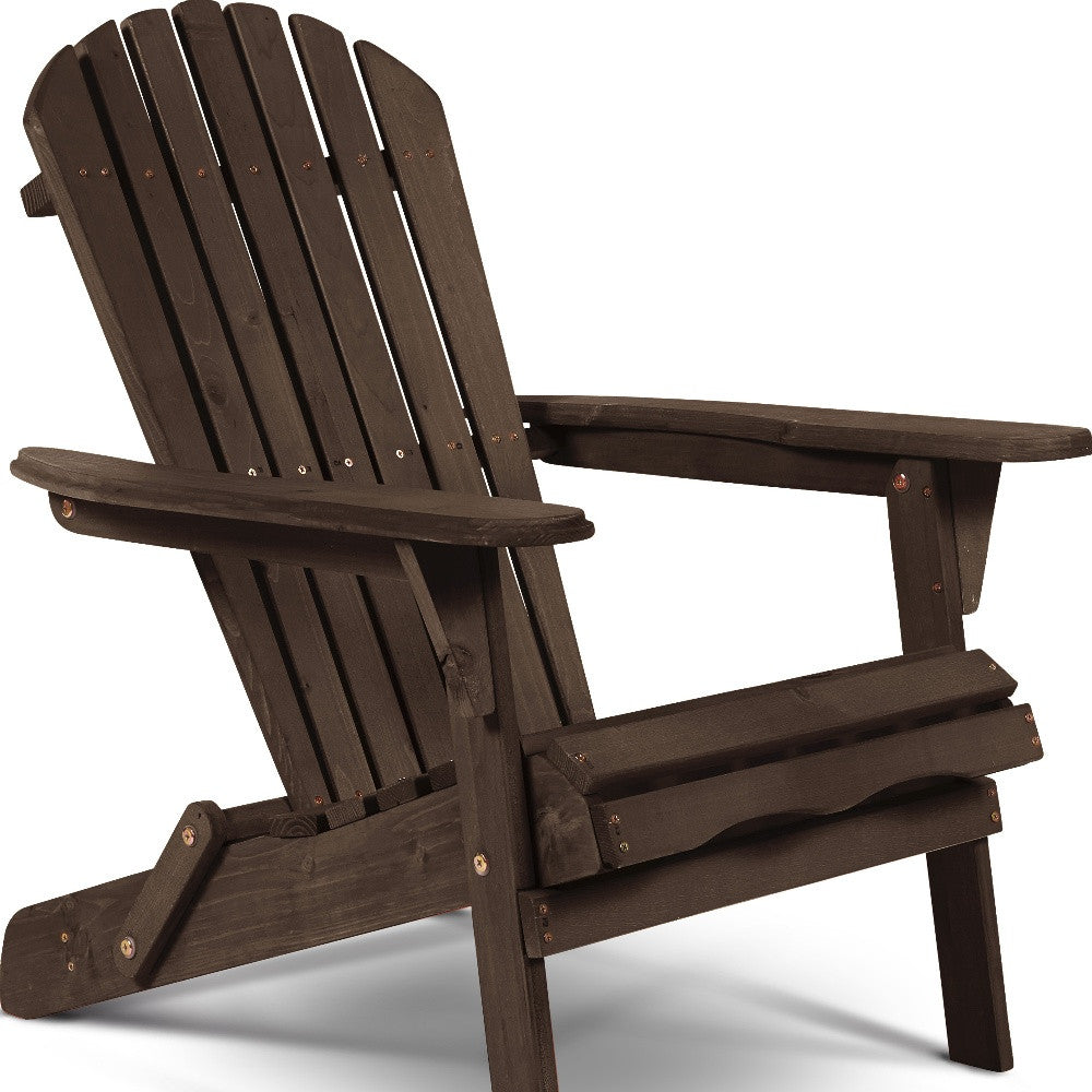 32" Dark Brown and Dark Brown Wood Solid Wood Indoor Outdoor Adirondack Chair