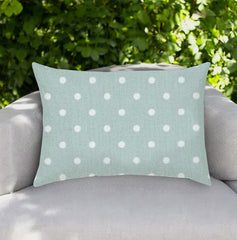 14" X 20" Sea Green Polka Dot Indoor Outdoor Throw Pillow