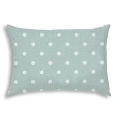 14" X 20" Sea Green Polka Dot Indoor Outdoor Throw Pillow