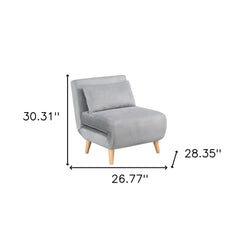 27" Light Gray And Natural Plush Upholstered Convertible Chair And Toss Pillow