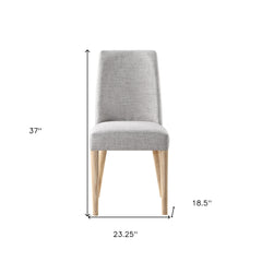 23" Gray And Natural Solid Wood and Upholstered Fabric Parsons Chair