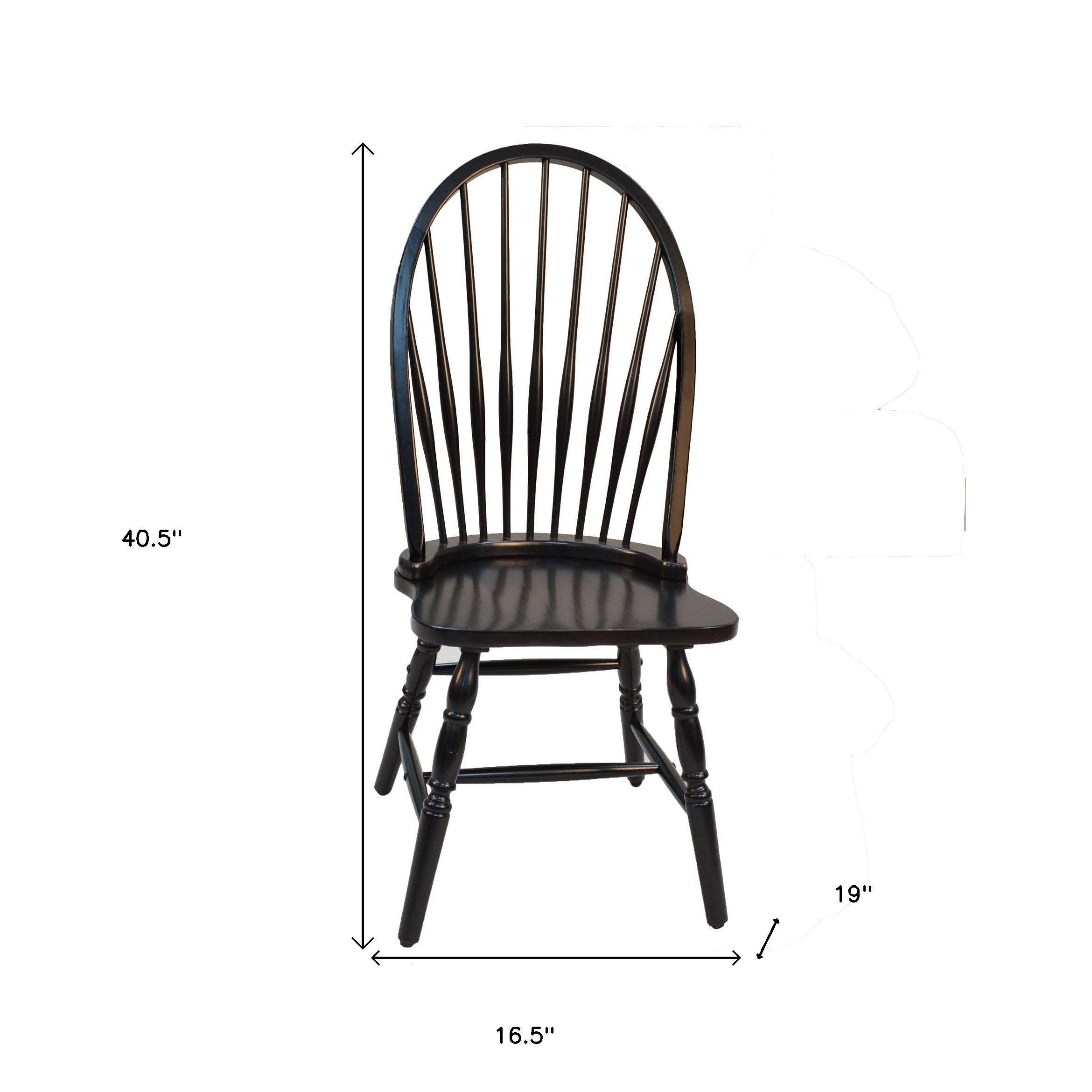 Black Wood Windsor Back Dining Side Chair