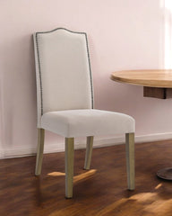 Cream And Brown Upholstered Linen Dining Parsons Chair