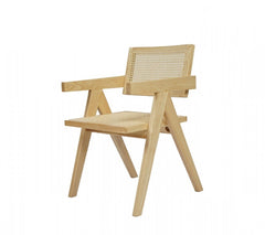 Natural Wood Open Back Dining Arm Chair