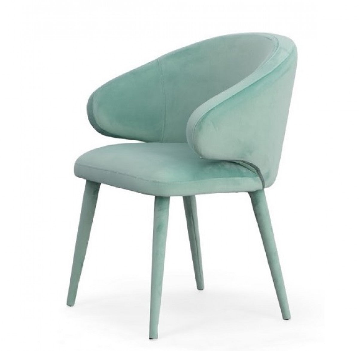 Aqua Upholstered Velvet Wing Back Dining Arm Chair