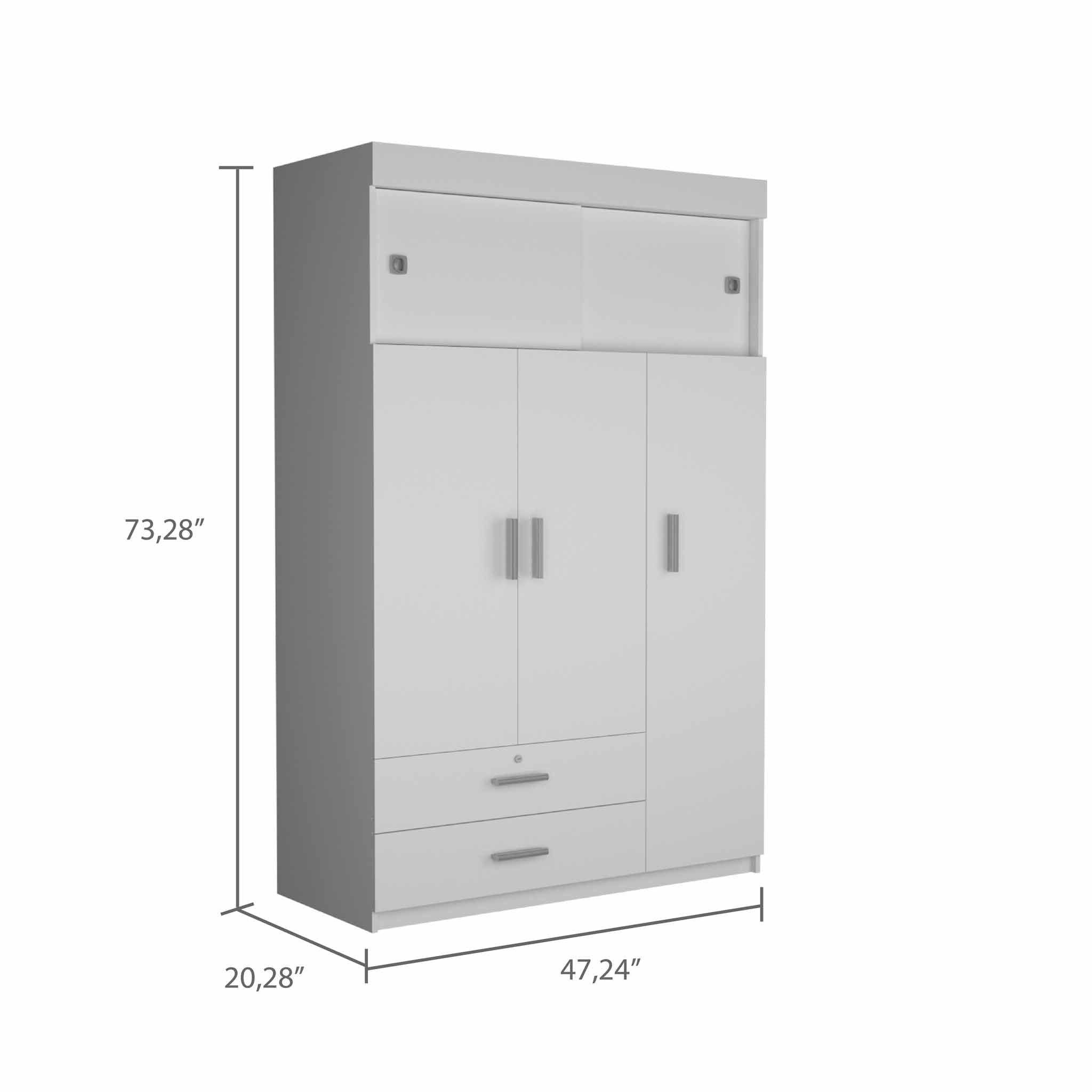 47" White Two Drawer Combo Dresser