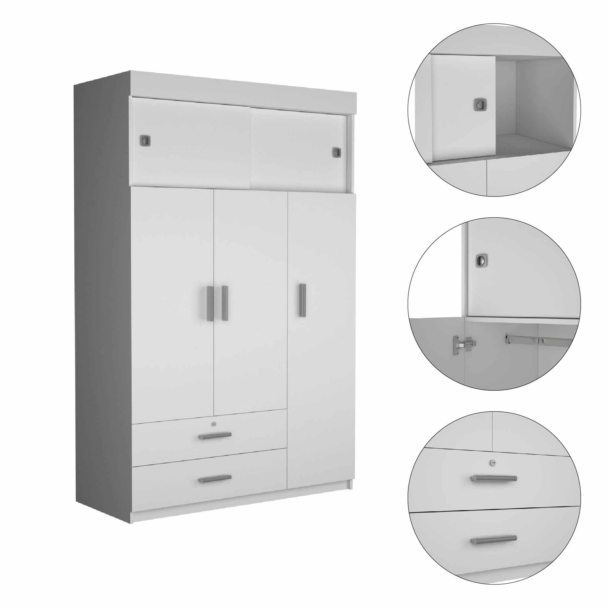 47" White Two Drawer Combo Dresser