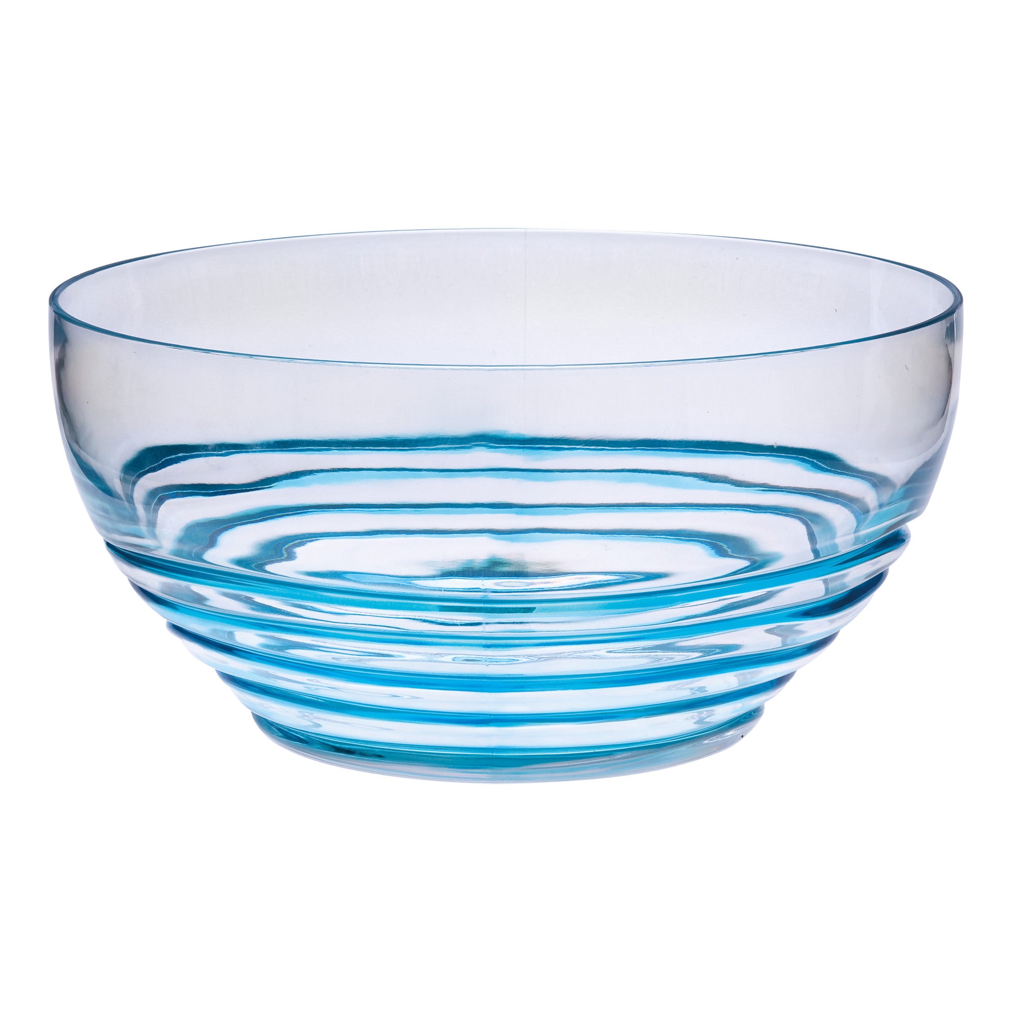 10" Clear and Blue Swirl Acrylic Round Salad Bowl