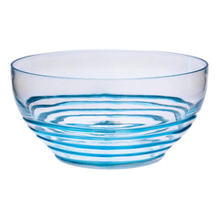 10" Clear and Blue Swirl Acrylic Round Salad Bowl