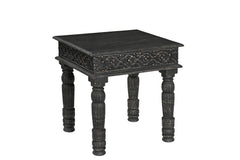 24" Black Distressed Solid Wood End Table