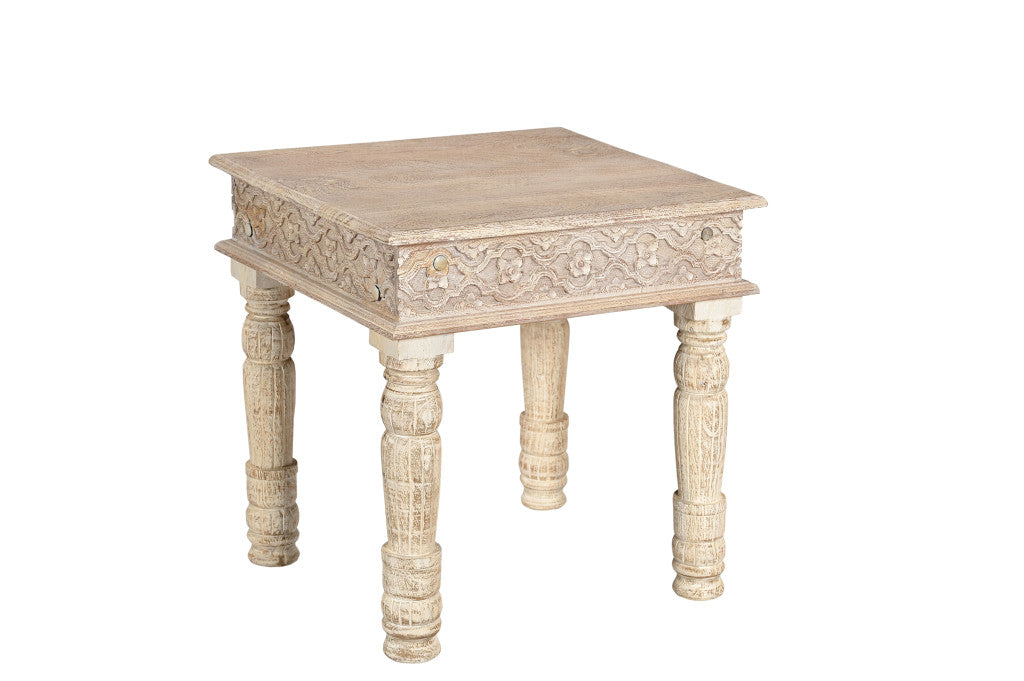 24" Natural Distressed Solid Wood Square End Table