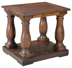 24" Brown Distressed Solid Wood Square End Table With Shelf