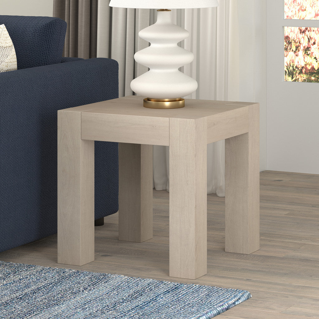 22" Alder White Wood Square End Table