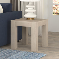 22" Alder White Wood Square End Table