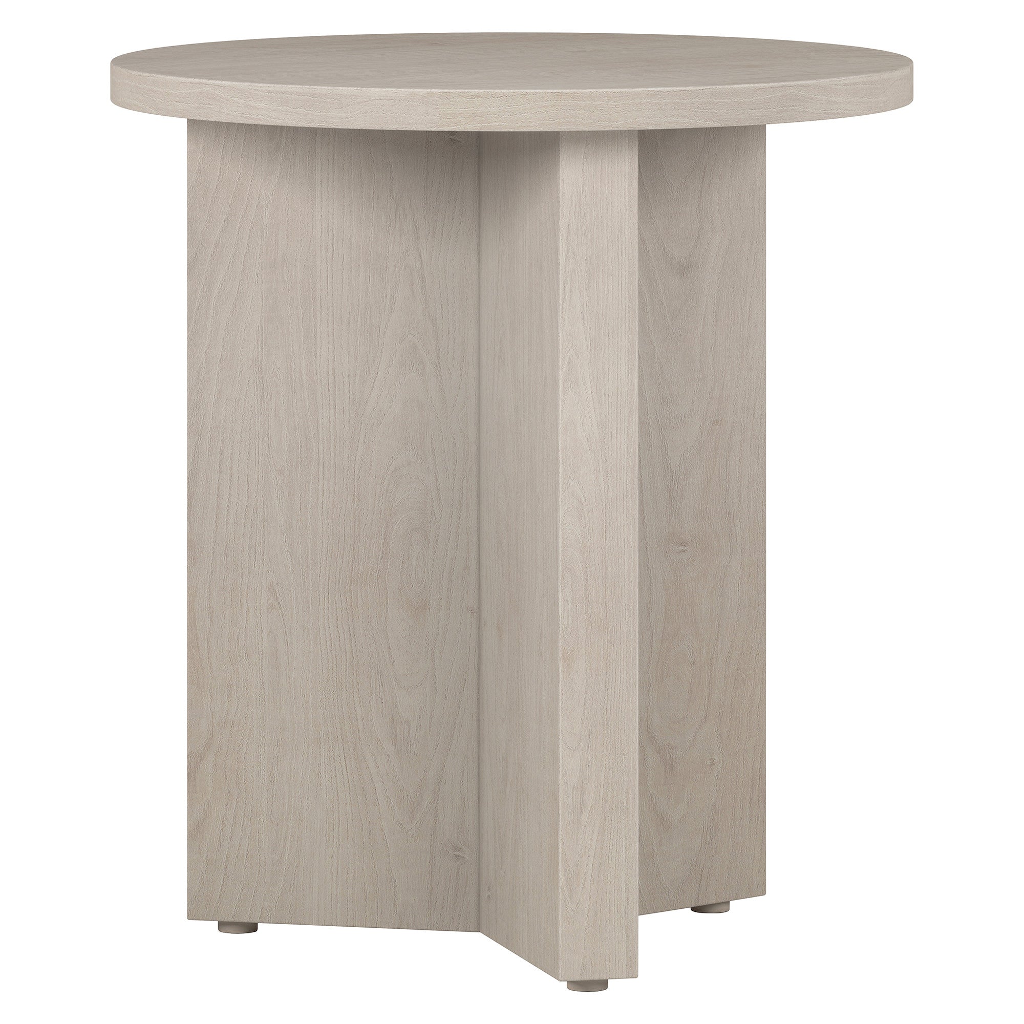 22" Alder White Wood Round End Table