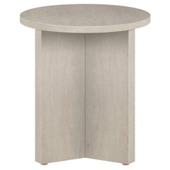 22" Alder White Wood Round End Table