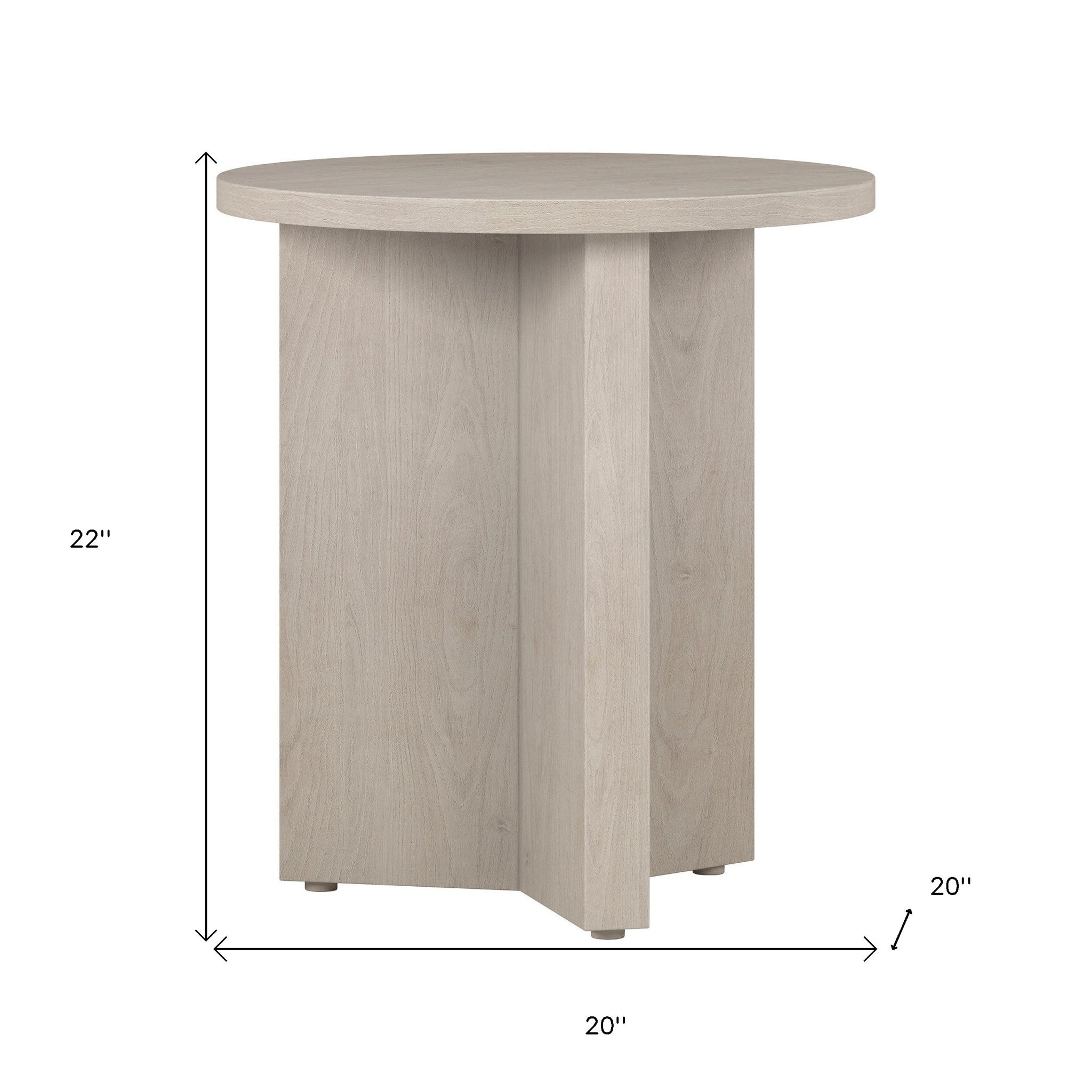 22" Alder White Wood Round End Table