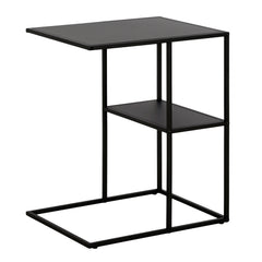 24" Black Steel End Table With Shelf