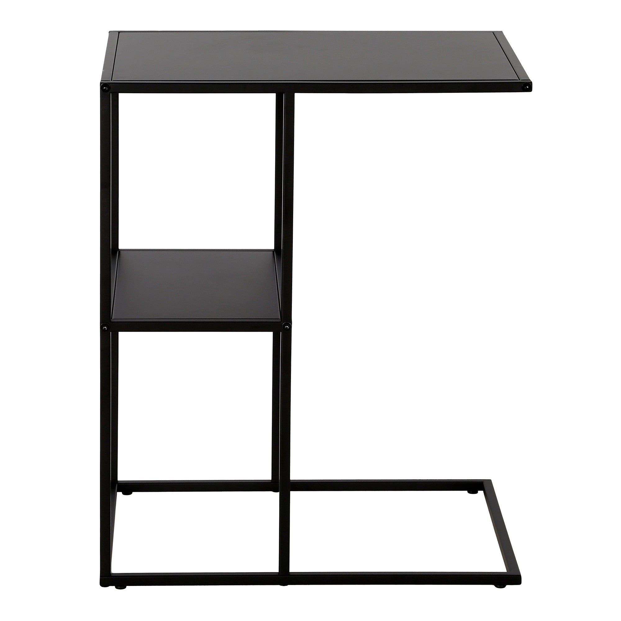 24" Black Steel End Table With Shelf