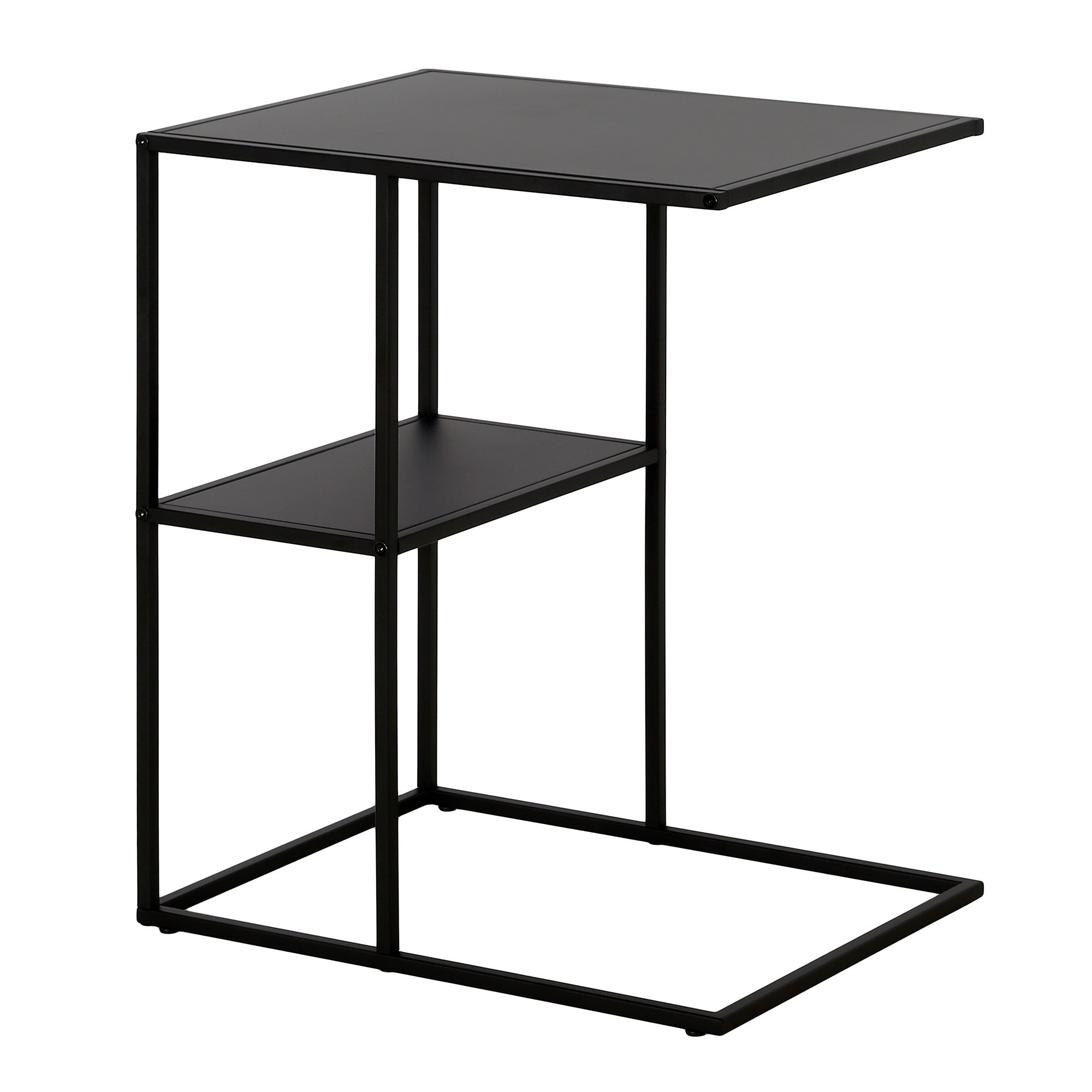 24" Black Steel End Table With Shelf