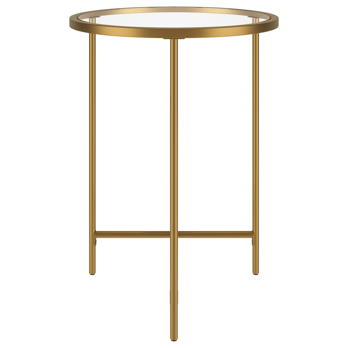 24" Gold And Clear Glass And Steel Round End Table