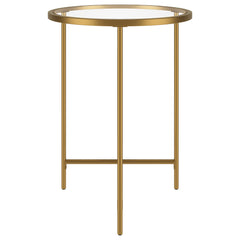 24" Gold And Clear Glass And Steel Round End Table