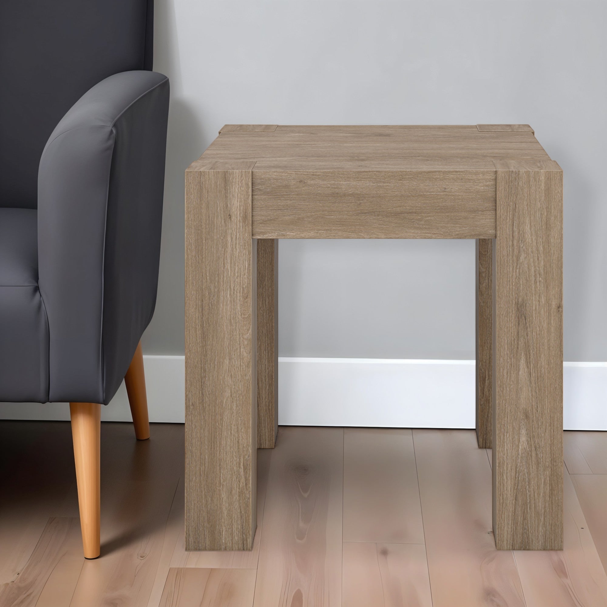 22" Gray Wood Square End Table