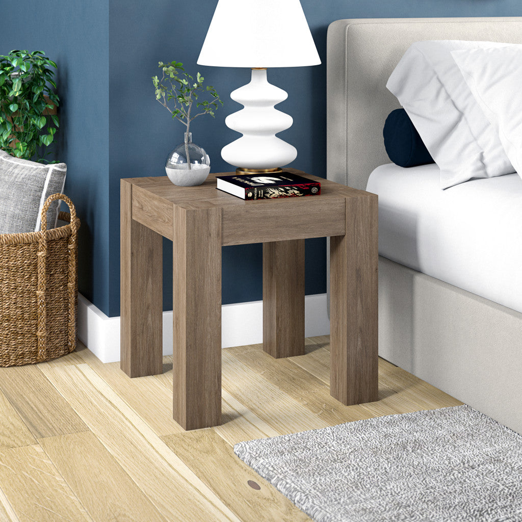 22" Gray Wood Square End Table