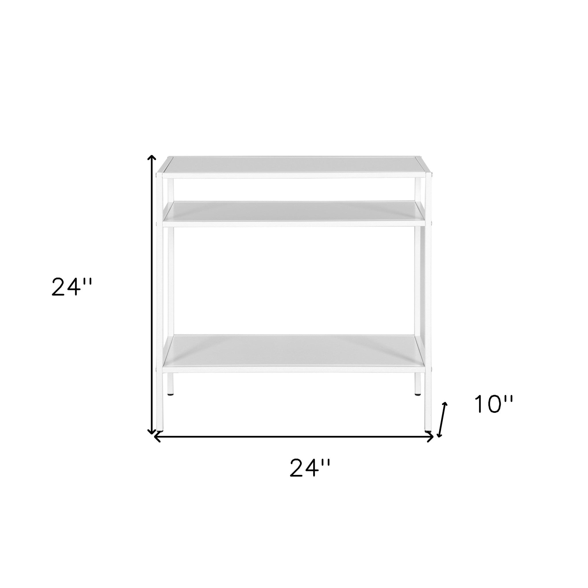 24" White Steel End Table With Two Shelves