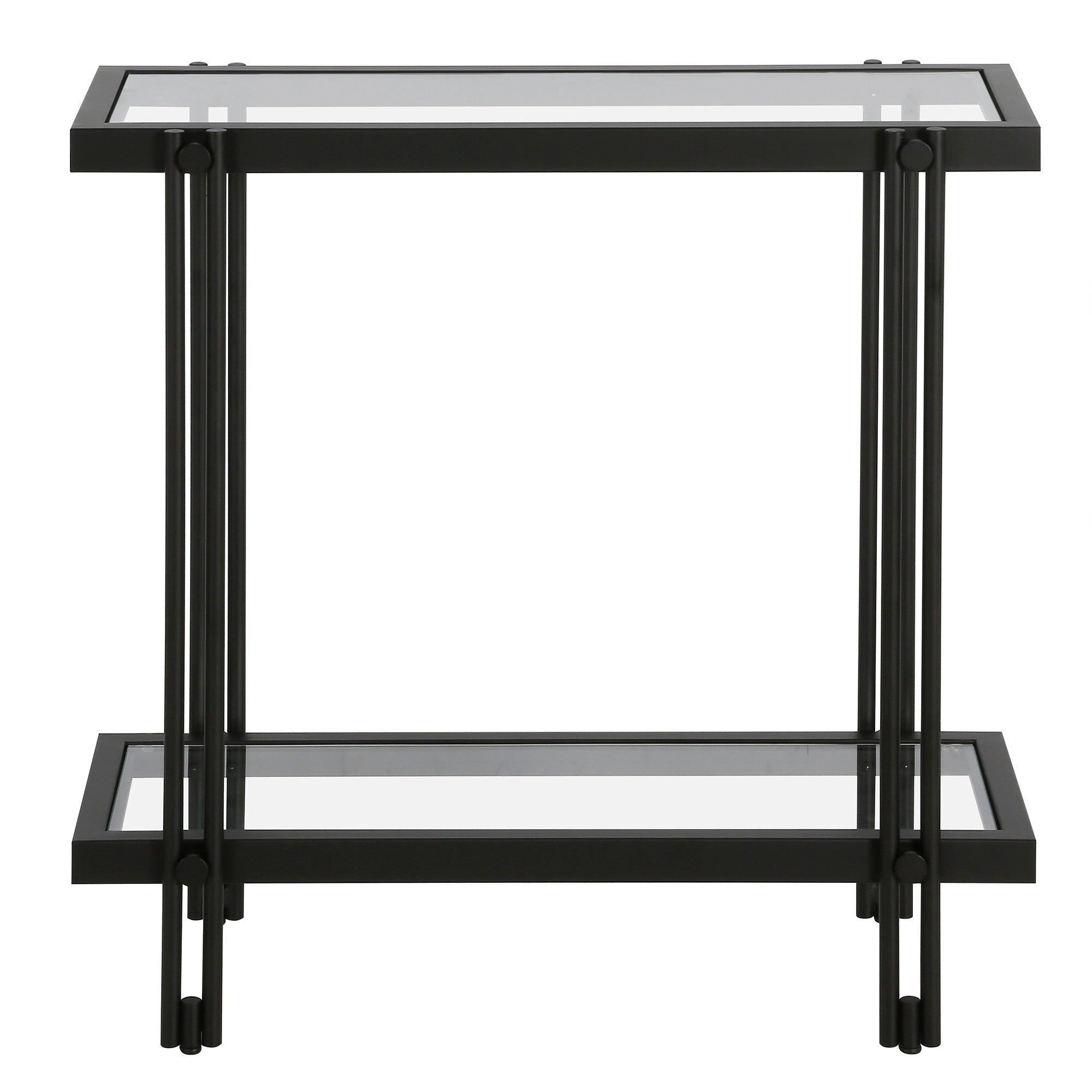 24" Black And Clear Glass End Table With Shelf