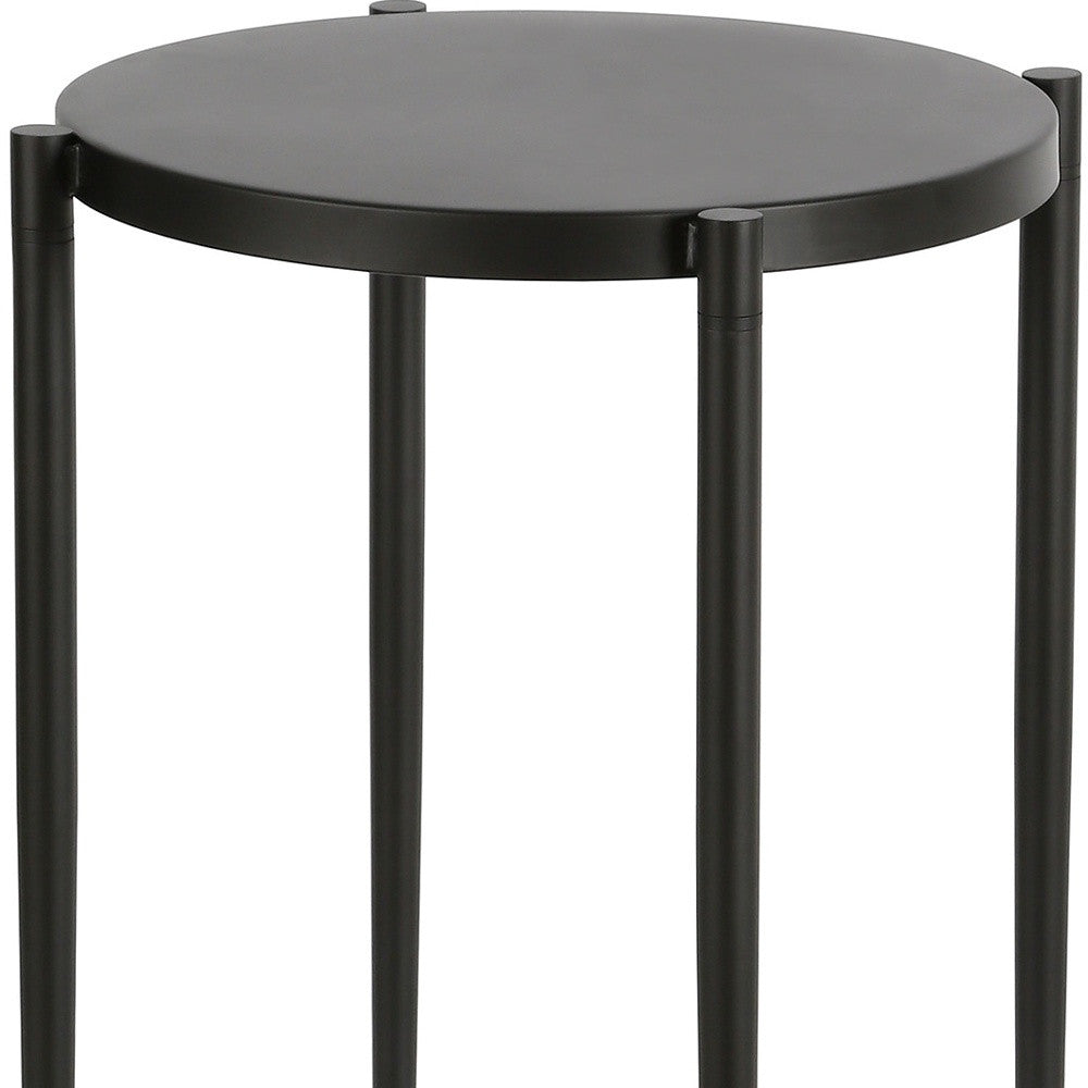 24" Black Metal Round End Table